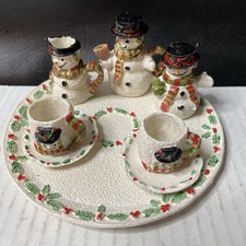 Miniature Snowman Mini Tea Set Holiday Collection SMBL 