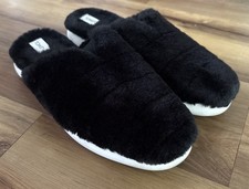 Womens Toms Alpargata Mallow Mule Black Slippers Size 12 Cozy Fuzzy Soft
