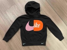 NEW NIKE SPORTSWEAR FLEECE LOGO HOODIE KIDS GIRLS BLACK 38G266-023 SZ 5
