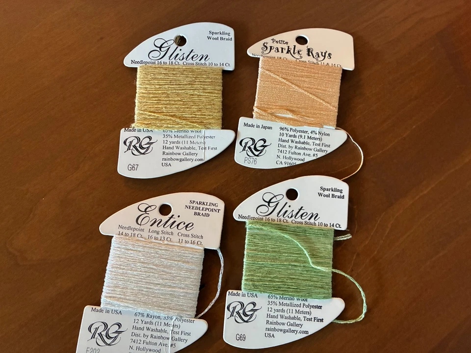 Needlepoint Embroidery Thread Lot of 7 Asst Color Metallic Rainbow Gallery - Image 3 of 3