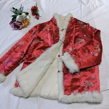 0811 vintage real white rabbit Fur Coat jacket Women size s