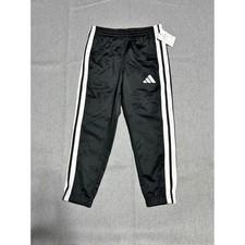Adidas Track Pants Kids Size 5 Black White 3-Stripe Youth SoccerAthletic Joggers