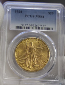 1924 US $20 Saint Gaudens Gold Piece Double Eagle MS64 PCGS