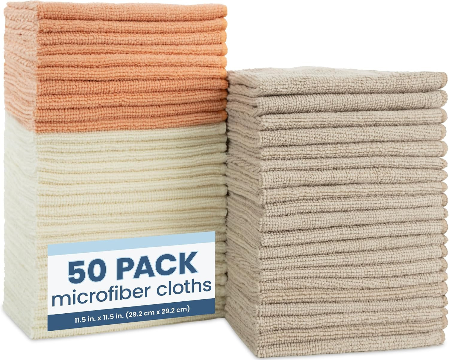 Microfiber Cleaning Cloth, 50 Pack, 11.5" X 11.5", Assorted Colors