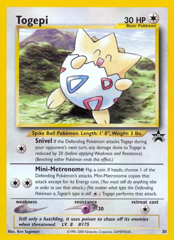 Togepi - 30 - Pokemon Wizards Black Star Promo Card NM