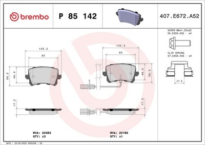 Bremsbelagsatz Scheibenbremse PRIME BREMBO P 85 142 für 8UB AUDI Q3 8UG TFSI TSI