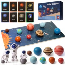 Wooden Solar System Model Board  Kids Solar System  Montessori Planet Toys,Educ...