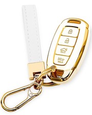 Keycov White Key Fob Cover for Hyundai Palisade Elantra GT Accent Kona Santa Fe
