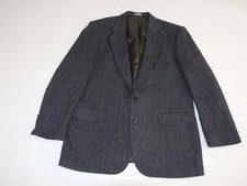 Lands' End Men's Herringbone Sport Coat Size 44 Long Charcoal Gray Tweed Wool L