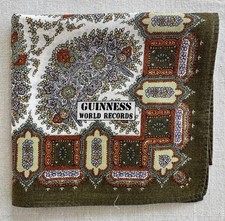 VTG Handkerchief Cotton Dark Green Floral Flourish Paisley Pocket Square 17" G