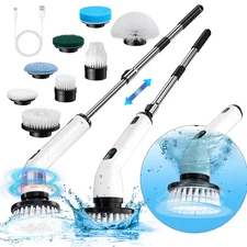 Cordless Power Scrubber, IPX7 Waterpoof Electric Spin Scrubber Cleaning Brush wi