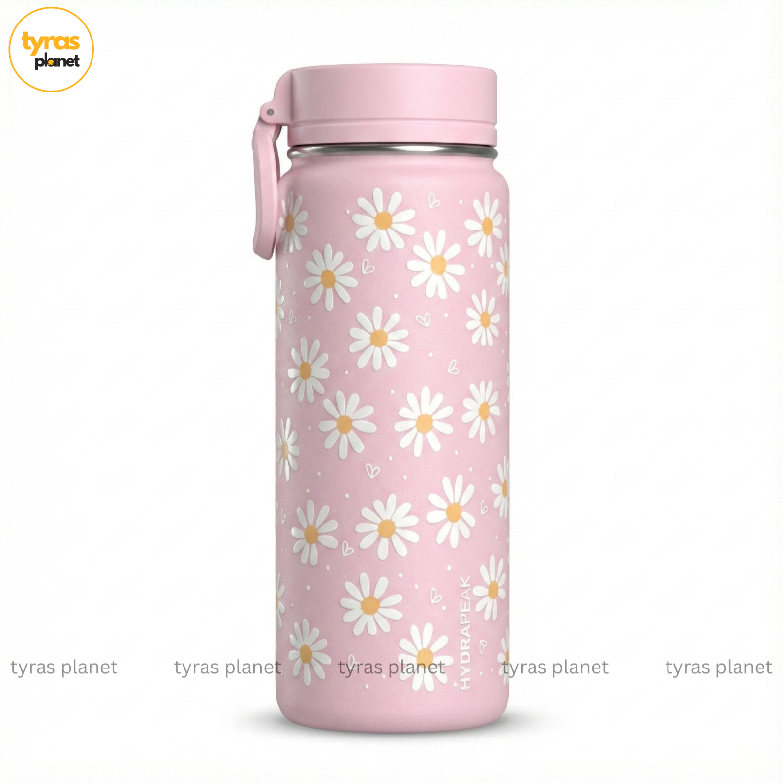 Hydrapeak Mini 20oz Water Bottle Baby Pink Daisy Floral Insulated Stainless NWT