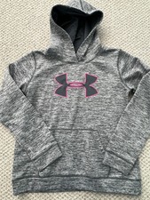 Girls Under Armour Storm Loose Fit Cold Gear Hoodie Youth Medium Gray