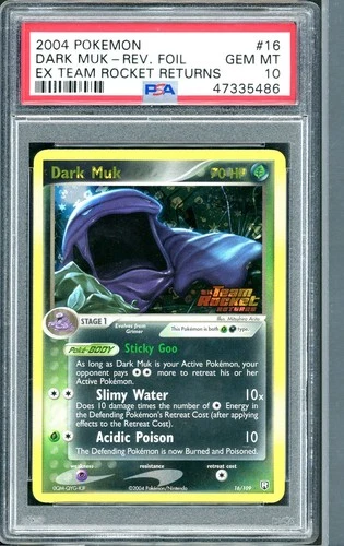 POKEMON DARK MUK-REV.FOIL 2004 EX TEAM ROCKET RETURNS #16 PSA 10 *POP 22/SWIRL*