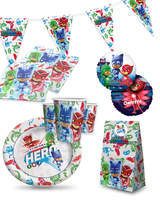PJ Masks Deko Set 51Tlg Wimpel Ballons Teller Becher Servietten GeschenktüTen