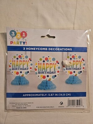 NEW  321 Party 3 Honecomb Centerpiece Table Happy Birthday Party Decorations