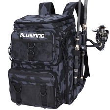 Fishing Backpack with Rod Holders, 42L Large Water-Resistant Tackle Bag for F...