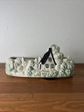 1950's era Brush Pottery Garden Planter 908 Cottage Landscape Green & Black