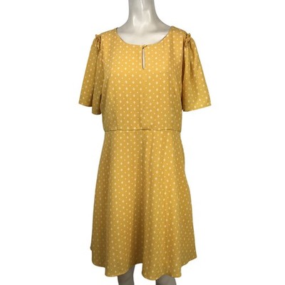 STUDIO B - WOMEN'S XL- YELLOW PRINTED KEYHOLE DRESS