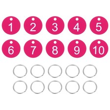 10PCS Number Tags 1-10, Number Key Tags Plastic Numbered Tags, Rose Red