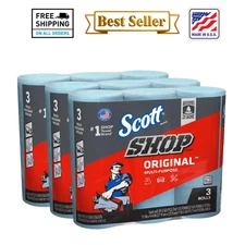 Scott Blue Shop Towel Cleaning Wipes 9 Rolls/495 towels, 75143 COMBO1
