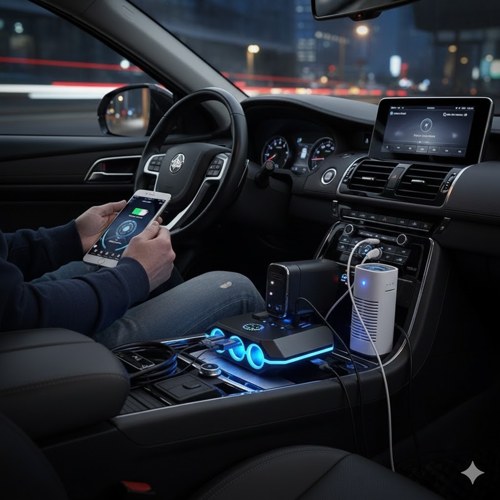 120W Car Cigarette Lighter Splitter 3 Socket USB Charger 12V 24V Switch Voltage