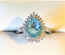 Vintage Sterling Silver Blue Topaz Ring Size 8.5
