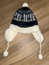 Navy Alpaca Design Alpaca Wool Chullo Hat