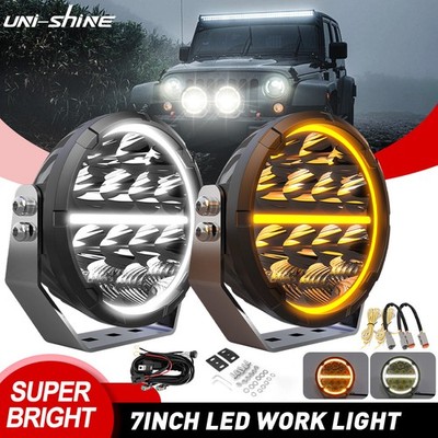 2x LED Arbeitsscheinwerfer Weiß Gelb Positionslicht E-Prüfzeichen Offroad LKW