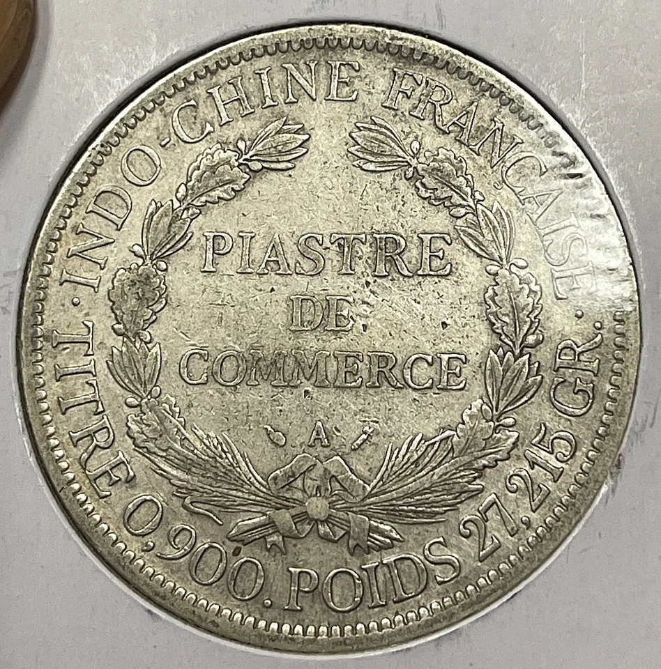 1889 French Indochina One 1 Piastre Rare Date Strong VF+ - Image 2 of 2