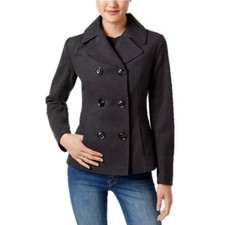 Celebrity Pink Juniors Size Large Charcoal Gray Peacoat Lined Double Breasted