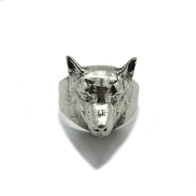 Echt Sterling Silber Biker Ring gepunzt massiv 925 Wolf Handarbeit