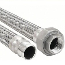 Hose Master Flexible Metal Hose Assembly: 12"L x 3/4 in Dia 321SS GM075SHMU120