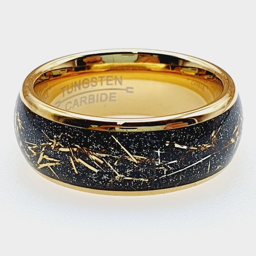 Paar Verlobungsring, Gold Meteorit Band, Herren und Damen Ring - Bild 7 von 8