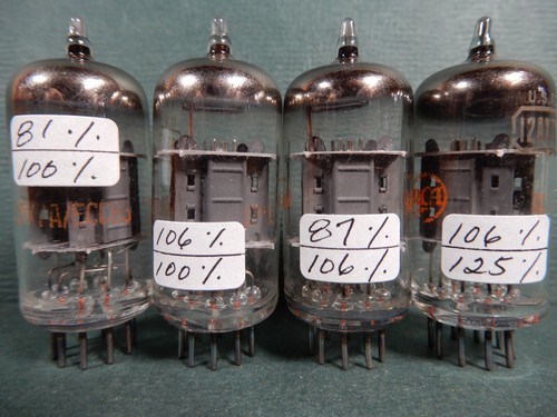 RCA Short Gray Plate 12AX7A Vacuum Tubes (4) Amplitrex Tested Strong 81-125% Gm - Picture 2 of 2