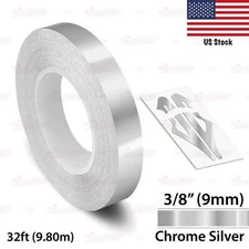 3/8" Roll Vinyl Pinstriping Pin Stripe Line Tape Decal Sticker 9mm CHROME SILVER
