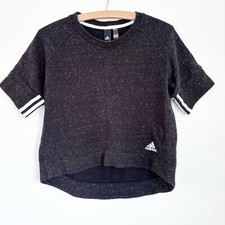 Adidas Women s Dark Gray Hi Low Short Sleeve Sweatshirt Size Small