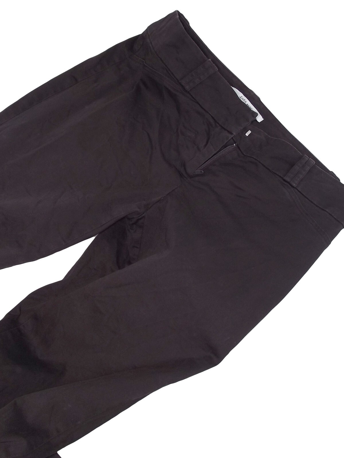Pantalone donna Zara taglia 42 W28 M marrone medio bootcut svasato cotone image 3