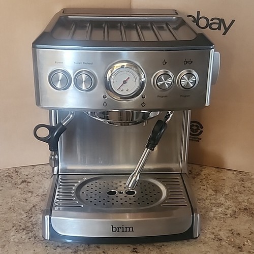 Brim 19 Bar Espresso Maker Machine Model TSK1859B Silver TESTED