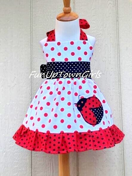 Lady Bug Spring Summer Girls Toddler Halter Dress