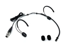 Black Double Earhook Headset Microphone for AKG/Samson Wireless Body Packs