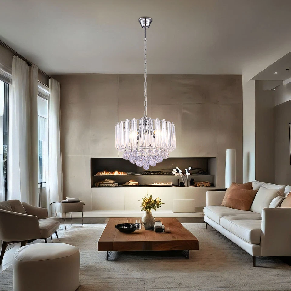 Cristallo Pendolo Lampadario Ess Camera Coprire Illuminazione Cromo Klar - Immagine 3 di 4