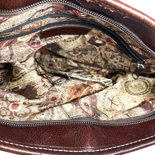 Brighton Shoulder Bag brown croc embossed 10" long 9" tall 11.5" across top - Picture 7 of 11