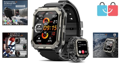 Durable Outdoor Sports Smart Watch with Bluetooth Calling and Heart Rate Monitor - Picture 2 of 10