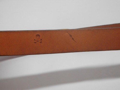 Crewcuts J. Crew L Boys Leather Belt Caramel Pirate Jolly Rodger Skull - Picture 3 of 6
