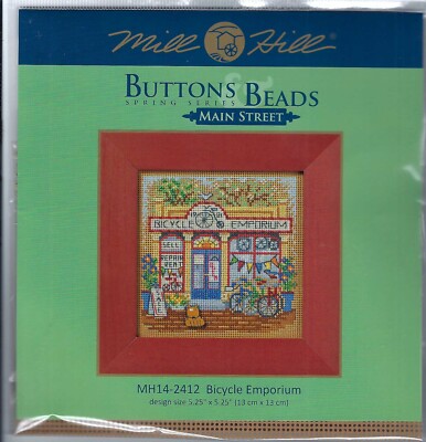Bicycle Emporium Buttons Beads Spring Series Mill Hill Cross Stitch Kit