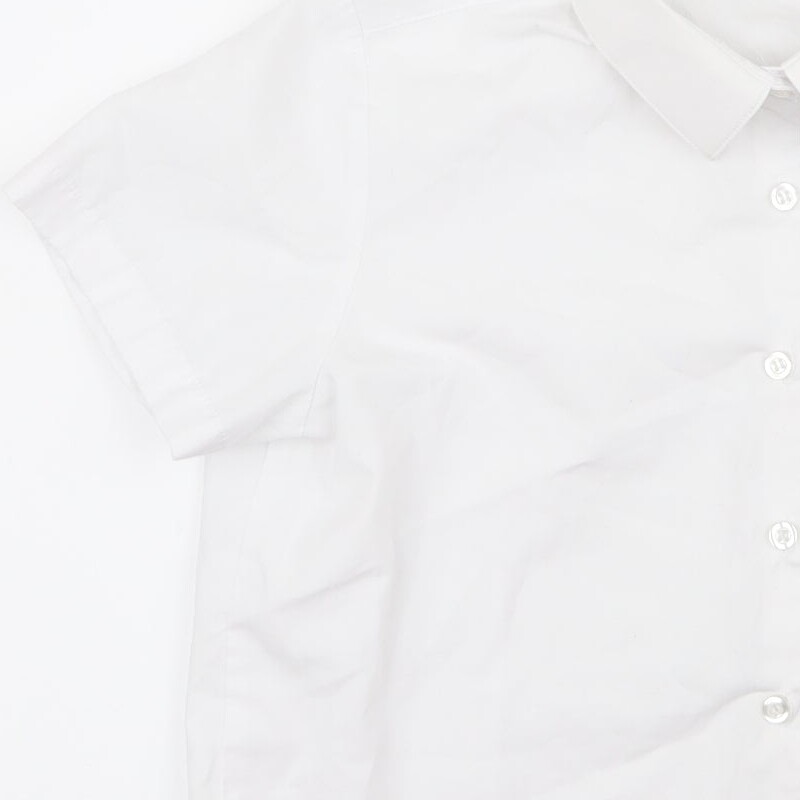 George Girls White Cotton Blend Basic Button-Up Size 12 Years Scoop Neck image 6