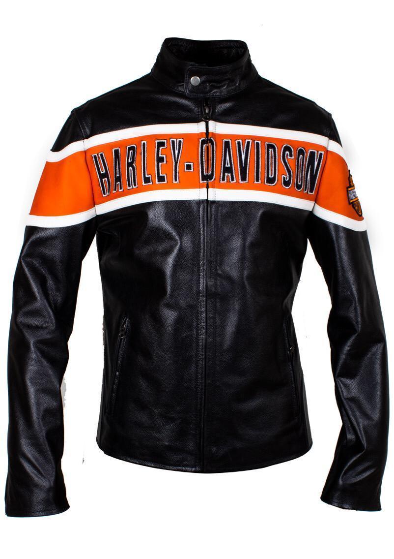 Harley Davidson Hombre Chaqueta de Cuero Auténtico Victory Carril