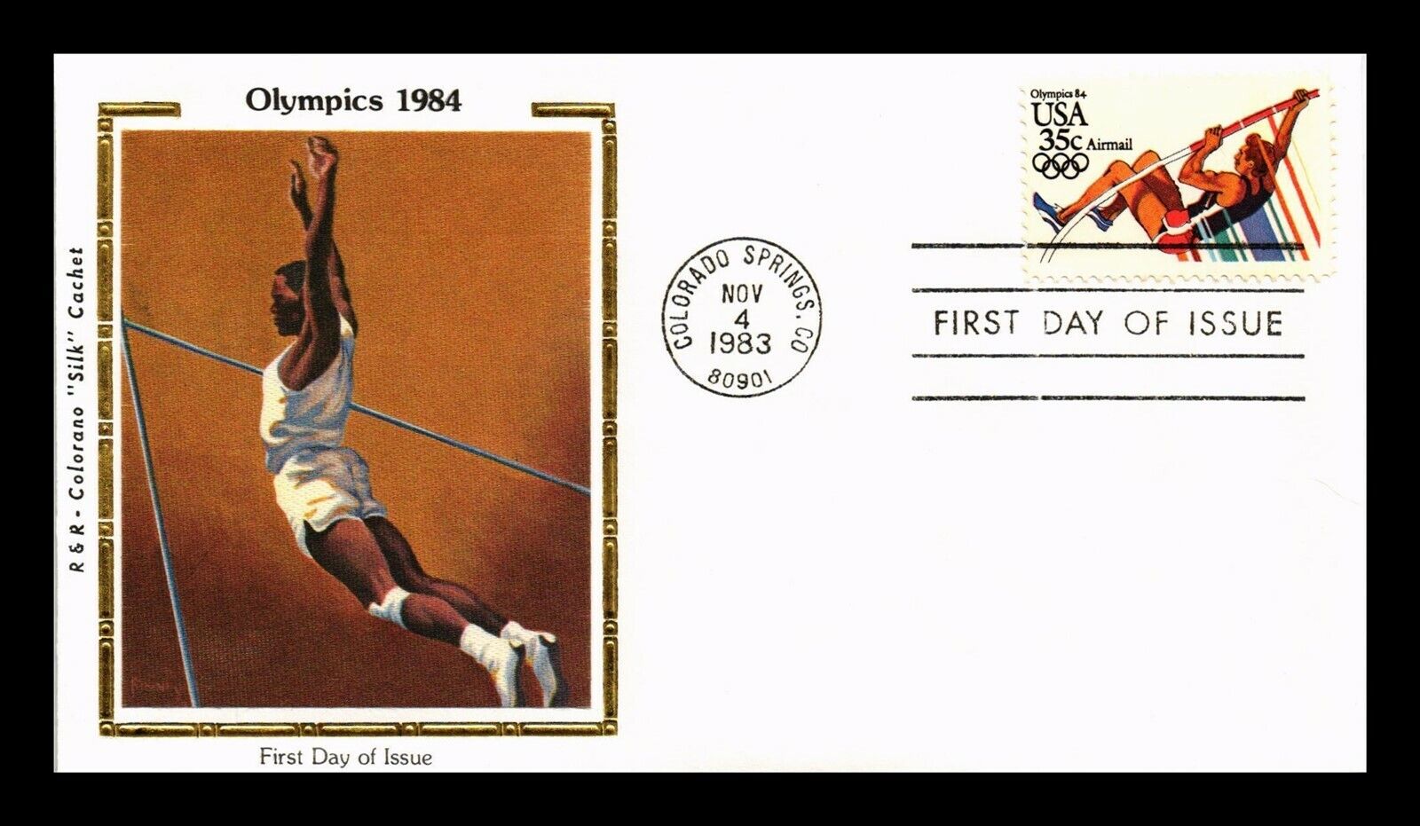 DR JIM STAMPS US OLYMPICS POLE VAULT AIRMAIL COVER COLORANO 爆売り FDC 【サイズ交換ＯＫ】 SILK 35C CACHET