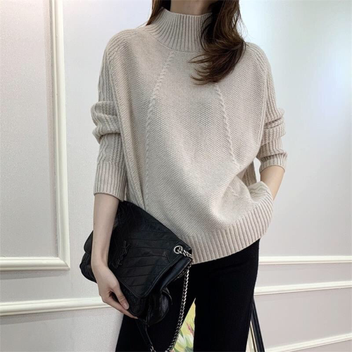 2022 Cashmere sweater women's half high collar thick 100% cashmere knitting - Picture 1 of 26